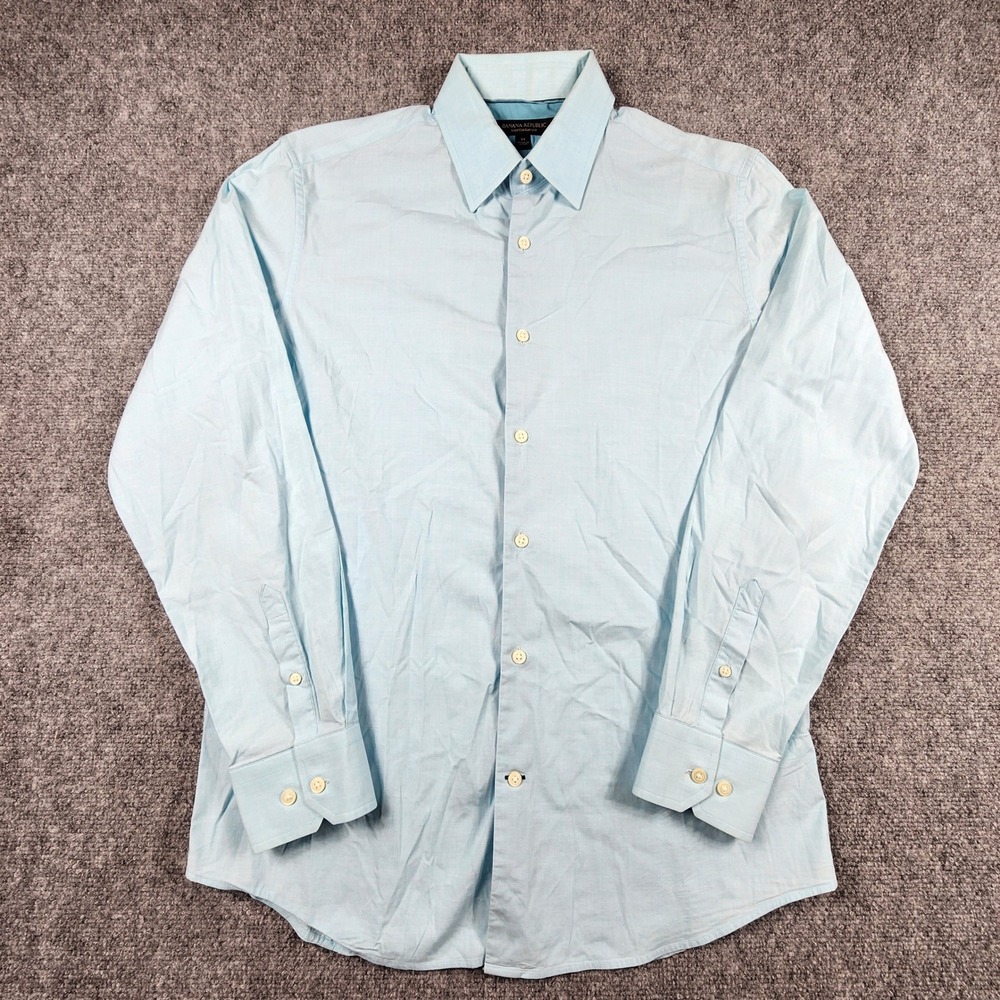 Banana Republic Mens Stretch Slim Fit Button Down Shirt Light Blue Size M